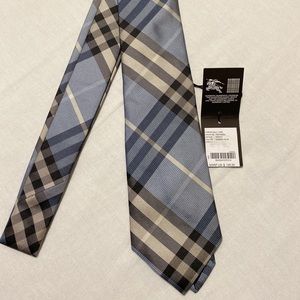 BURBERRY LONDON Blue Check Silk Tie